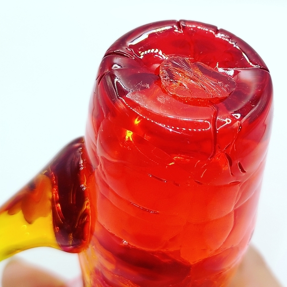 Vintage Kanawha Amberina Small Crackled Glass Pitcher With Cadmium It Glows - Picture 8 of 13